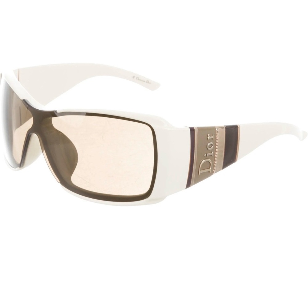 Dior White Frame Sunglasses with Brown Accents